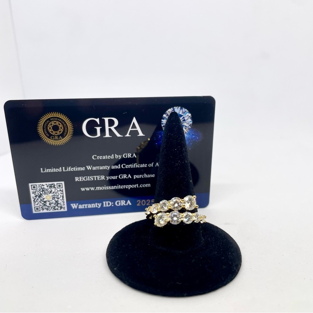 Adjustable Bypass Moissanite Ring Yellow Gold Over 925 Silver Open Band GRA - Picture 3 of 15